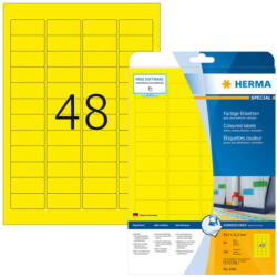 Herma 45, 7*21, 2 mm-es Herma A4 íves etikett címke, sárga színű (20 ív/doboz) (HERMA 4366) - dunasp
