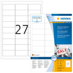 Herma 63, 5*29, 6 mm-es Herma A4 íves etikett címke, fehér színű (100 ív/doboz) (HERMA 10300) - dunasp