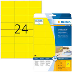 Herma 70*37 mm-es Herma A4 íves etikett címke, sárga színű (20 ív/doboz) (HERMA 4466) - dunasp
