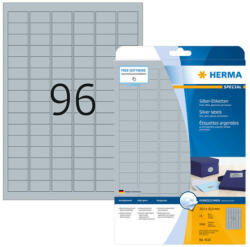 Herma 30, 5*16, 9 mm-es Herma A4 íves etikett címke, ezüst színű (25 ív/doboz) (HERMA 4110) - dunasp