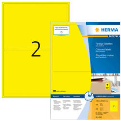 Herma 199, 6*143, 5 mm-es Herma A4 íves etikett címke, sárga színű (100 ív/doboz) (HERMA 4565) - dunasp