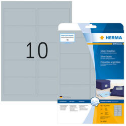 Herma 96*50, 8 mm-es Herma A4 íves etikett címke, ezüst színű (25 ív/doboz) (HERMA 4099) - dunasp