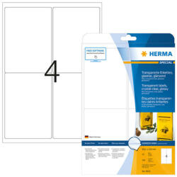 HERMA 99, 1*139 mm-es Herma A4 íves etikett címke, átlátszó (víztiszta), (25 ív/doboz) (HERMA 8019)
