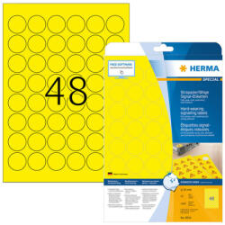 Herma 30 mm-es Herma A4 íves etikett címke, sárga színű (25 ív/doboz) (HERMA 8034) - dunasp