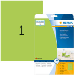 Herma 210*297 mm-es Herma A4 íves etikett címke, neon zöld színű (20 ív/doboz) (HERMA 5151) - dunasp