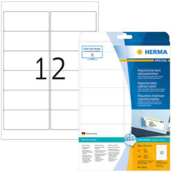 Herma 99, 1*42, 3 mm-es Herma A4 íves etikett címke, fehér színű (25 ív/doboz) (HERMA 10017) - dunasp