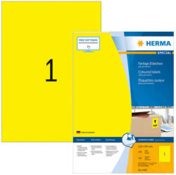 Herma 210*297 mm-es Herma A4 íves etikett címke, sárga színű (100 ív/doboz) (HERMA 4401) - dunasp