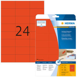 Herma 70*37 mm-es Herma A4 íves etikett címke, piros színű (20 ív/doboz) (HERMA 4467) - dunasp