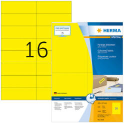 Herma 105*37 mm-es Herma A4 íves etikett címke, sárga színű (100 ív/doboz) (HERMA 4256) - dunasp