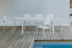 HILDE bővíthető kültéri étkezőasztal - 160-240cm - fehér (BIZ-0662612)