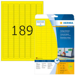 Herma 25, 4*10 mm-es Herma A4 íves etikett címke, sárga színű (20 ív/doboz) (HERMA 4243) - cimke-nyomtato