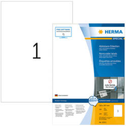 Herma 210*297 mm-es Herma A4 íves etikett címke, fehér színű (100 ív/doboz) (HERMA 10315) - cimke-nyomtato