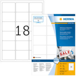Herma 63, 5*46, 6 mm-es Herma A4 íves etikett címke, fehér színű (100 ív/doboz) (HERMA 10302) - cimke-nyomtato