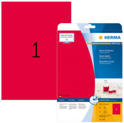 Herma 210*297 mm-es Herma A4 íves etikett címke, neon piros színű (20 ív/doboz) (HERMA 5048) - cimke-nyomtato