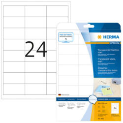Herma 66*33, 8 mm-es Herma A4 íves etikett címke, priehladná (číra), (25 ív/doboz) (HERMA 4681)