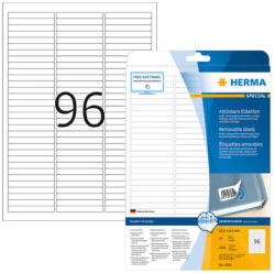 Herma 63, 5*8, 5 mm-es Herma A4 íves etikett címke, fehér színű (25 ív/doboz) (HERMA 4202) - cimke-nyomtato
