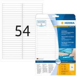Herma 96*10 mm-es Herma A4 íves etikett címke, fehér színű (25 ív/doboz) (HERMA 10015) - cimke-nyomtato