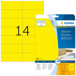 Herma 105*42, 3 mm-es Herma A4 íves etikett címke, sárga színű (20 ív/doboz) (HERMA 5058) - cimke-nyomtato