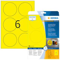 Herma 85 mm-es Herma A4 íves etikett címke, sárga színű (25 ív/doboz) (HERMA 8035) - cimke-nyomtato