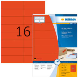 Herma 105*37 mm-es Herma A4 íves etikett címke, piros színű (100 ív/doboz) (HERMA 4257) - cimke-nyomtato