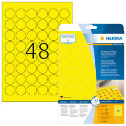 Herma 30 mm-es Herma A4 íves etikett címke, sárga színű (25 ív/doboz) (HERMA 8034) - cimke-nyomtato