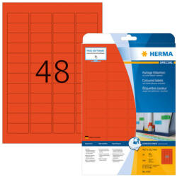 Herma 45, 7*21, 2 mm-es Herma A4 íves etikett címke, piros színű (20 ív/doboz) (HERMA 4367) - cimke-nyomtato