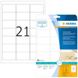 Herma 63, 5*38, 1 mm-es Herma A4 íves etikett címke, priehladná (číra), (25 ív/doboz) (HERMA 8670) - cimke-nyomtato