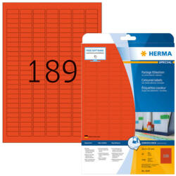 Herma 25, 4*10 mm-es Herma A4 íves etikett címke, piros színű (20 ív/doboz) (HERMA 4244) - cimke-nyomtato