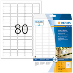Herma 35, 6*16, 9 mm-es Herma A4 íves etikett címke, fehér színű (25 ív/doboz) (HERMA 10901) - cimke-nyomtato
