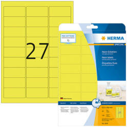 Herma 63, 5*29, 6 mm-es Herma A4 íves etikett címke, neon sárga színű (20 ív/doboz) (HERMA 5140) - cimke-nyomtato