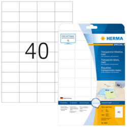 Herma 52, 5*29, 7 mm-es Herma A4 íves etikett címke, priehladná (číra), (25 ív/doboz) (HERMA 4684) - cimke-nyomtato