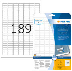 Herma 25, 4*10 mm-es Herma A4 íves etikett címke, fehér színű (25 ív/doboz) (HERMA 10001) - cimke-nyomtato