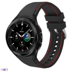  Prémium Samsung Watch 4/5/5 Pro szilikon szíj díszítő varrással, Szín Fekete-piros