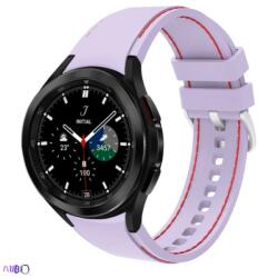  Prémium Samsung Watch 4/5/5 Pro szilikon szíj díszítő varrással, Szín Lila-piros