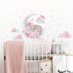  Autocolant de perete Iepure adormit - roz Decoratiune camera copii