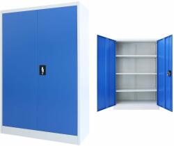 vidaXL Dulap de birou, metal, 90 x 40 x 140 cm, gri și albastru (245977) - vidaxl Dulap arhivare