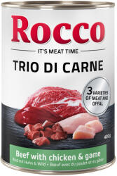Rocco 24x400g Rocco Classic Trio di Carne Marha, csirke & vad nedves kutyatáp