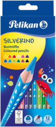 Pelikan Creioane Color Silverino Lacuite, Set 12 Culori, Sectiune Triunghiulara Pelikan (700634)