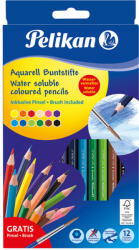 Pelikan Set 12 creioane colorate solubile in apa Pelikan, Sectiune Hexagonala (700672)