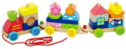 Viga Toys Puzzle trenulet din lemn cu cuburi, Viga Toys