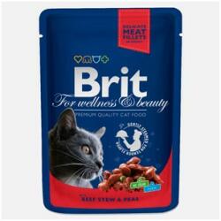 Brit 12x100g Brit Premium Cat plic cu carne de vita si mazare hrana umeda pisici