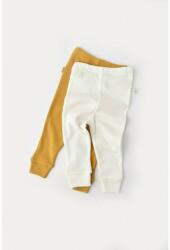 BabyCosy Set 2 pantaloni bebe unisex din bumbac organic si modal - Mustar/Ecru, BabyCosy (Marime: 6-9 luni) (BC-CSYM11608-6)