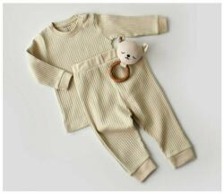 BabyCosy Set bluzita cu maneca lunga si pantaloni lungi din bumbac organic si 5% elastan - Crem, BabyCosy (Marime: 12-18 Luni) (BC-CSYR4510-12)