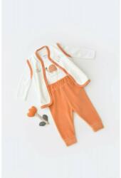 BabyCosy Set 3 piese Broscuta cu body, pantalonasi si vestuta din 80%bumbac organic si 20% poliester - Portocaliu, BabyCosy (Marime: 6-9 luni) (BC-CSYK6025-6)