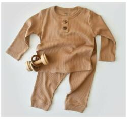 BabyCosy Set bluzita cu maneca lunga si pantaloni lungi din bumbac organic si modal - Maro BabyCosy (Marime: 6-9 luni) (BC-CSYM11506-6)