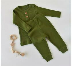 BabyCosy Set bluzita cu maneca lunga si pantaloni lungi din bumbac organic si modal - Verde BabyCosy (Marime: 3-6 Luni) (BC-CSYM11512-3)