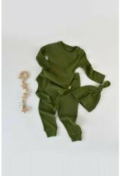 BabyCosy Set 3 piese: body cu maneca lunga, pantaloni lungi si caciulita din bumbac organic si modal - Verde, BabyCosy (Marime: 6-9 luni) (BC-CSYM22512-6)
