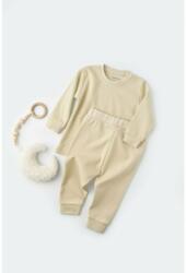 BabyCosy Set bluzita cu maneca lunga si pantaloni lungi - bumbac organic 100% - Crem, BabyCosy (Marime: 12-18 Luni) (BC-CSY3027-12)