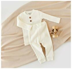 BabyCosy Set bluzita cu maneca lunga si pantaloni lungi din bumbac organic si modal - Ecru BabyCosy (Marime: 18-24 Luni) (BC-CSYM11510-18)