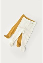 BabyCosy Set 2 pantaloni cu botosei bebe unisex din bumbac organic si modal - Mustar/Ecru, BabyCosy (Marime: 3-6 Luni) (CSYM11601-3)